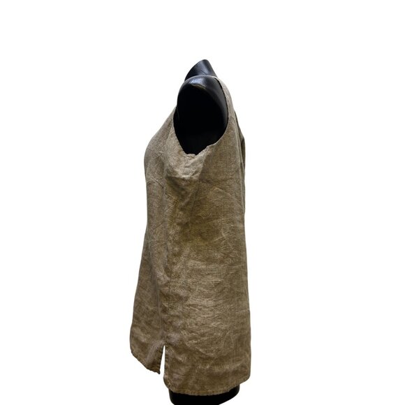 Flax Linen Sleeveless Tank Top Brown 2X - Picture 3 of 5